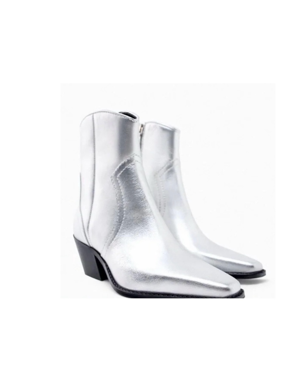 Zara NWOT Silver Boots - Size 39
